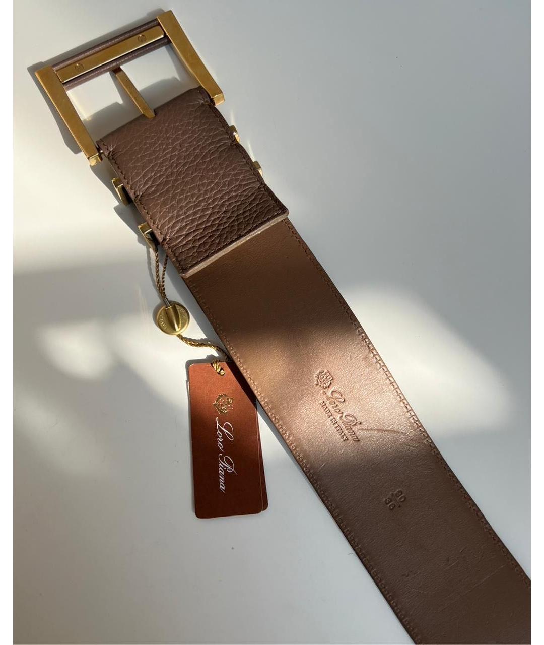 LORO PIANA Коричневый кожаный ремень, фото 6