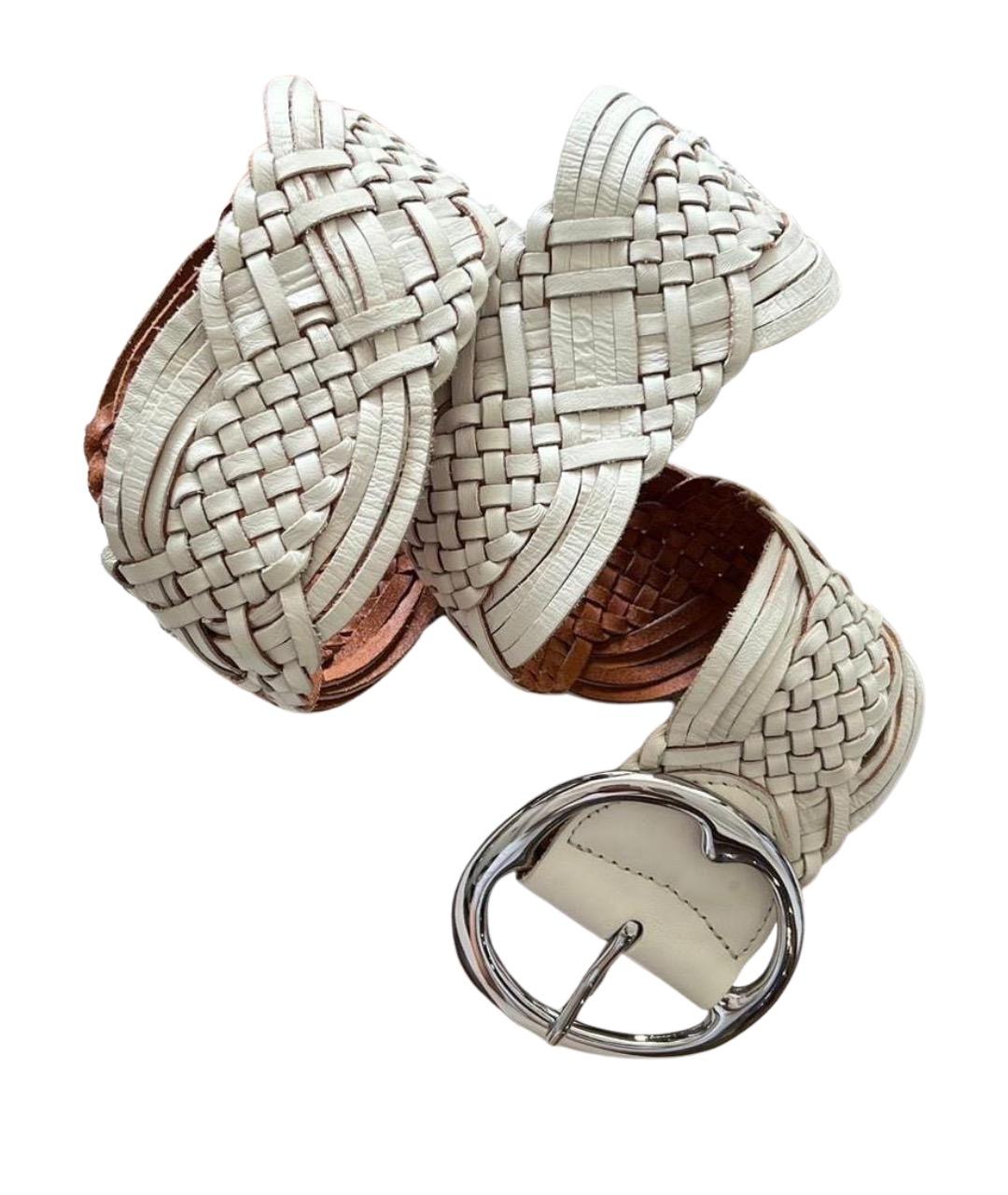 RALPH LAUREN Белый кожаный ремень, фото 1