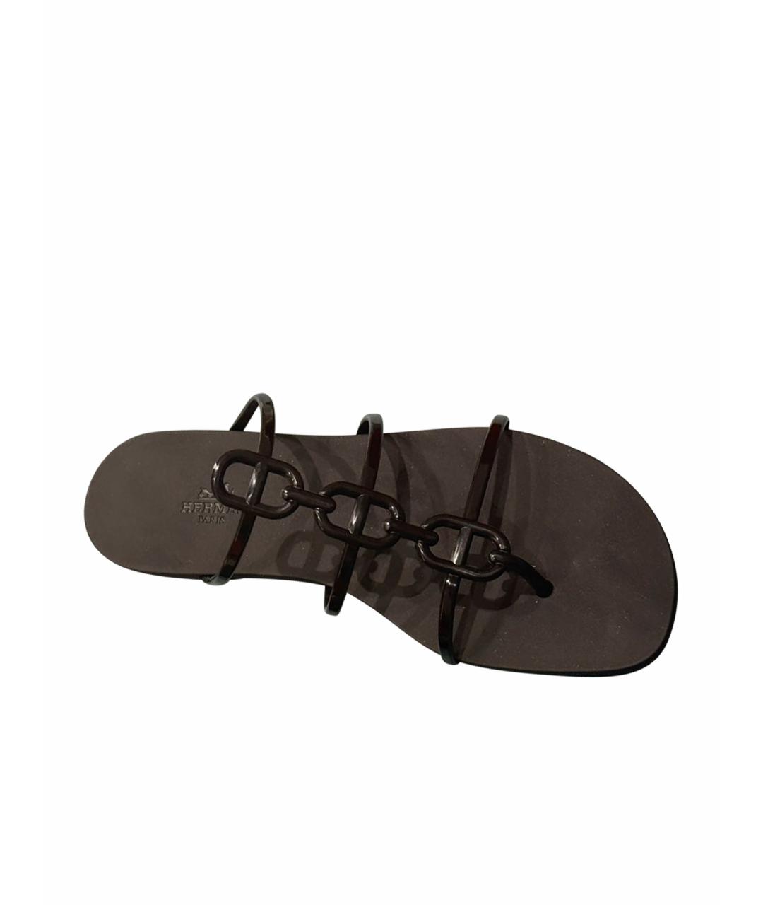 HERMES Черные шлепанцы, фото 1