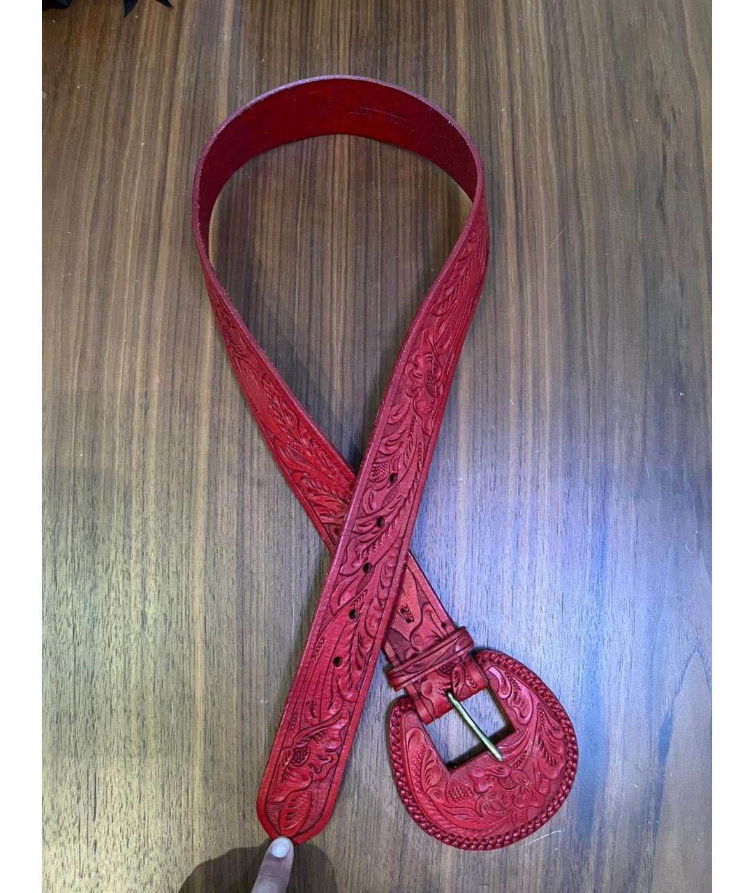 RALPH LAUREN Красный кожаный ремень, фото 2