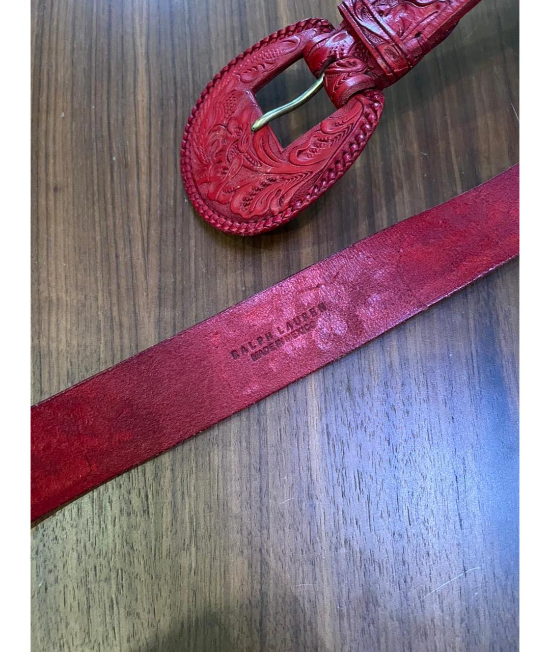 RALPH LAUREN Красный кожаный ремень, фото 3