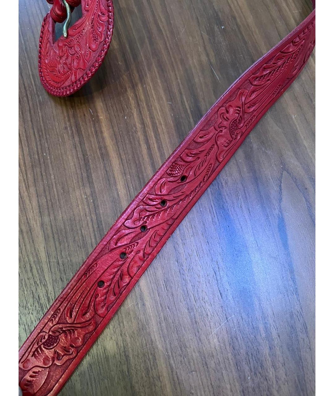 RALPH LAUREN Красный кожаный ремень, фото 5