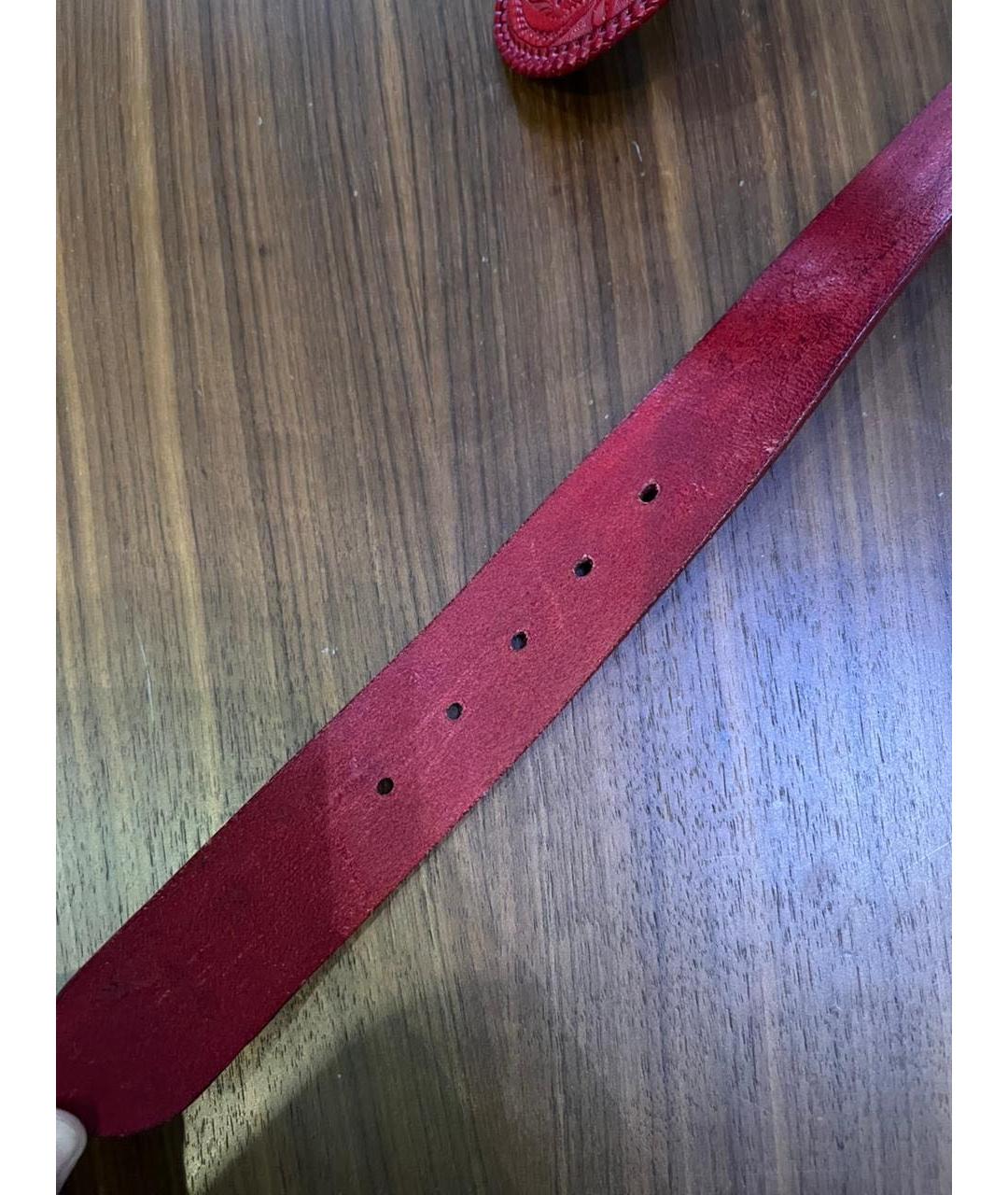 RALPH LAUREN Красный кожаный ремень, фото 4