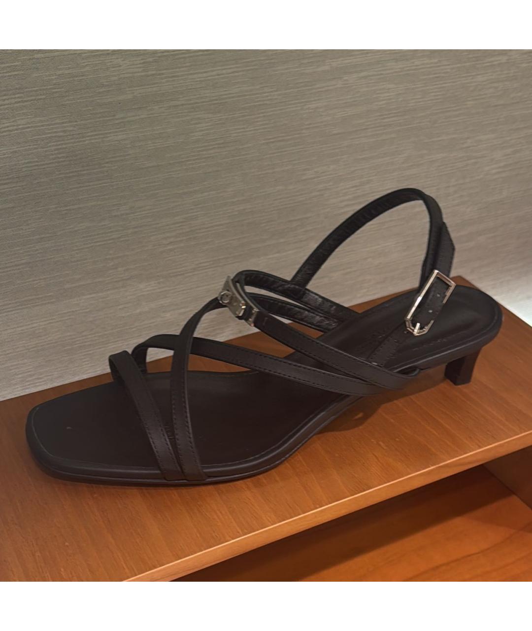 HERMES Черные кожаные босоножки, фото 4
