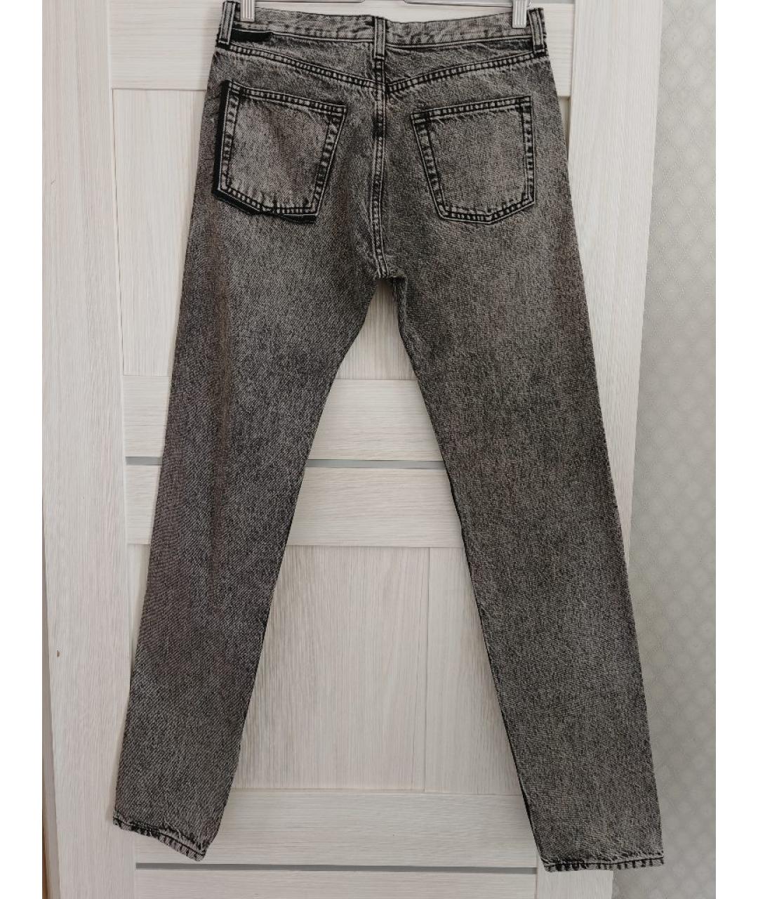 SAINT LAURENT Серые хлопковые прямые джинсы, фото 3