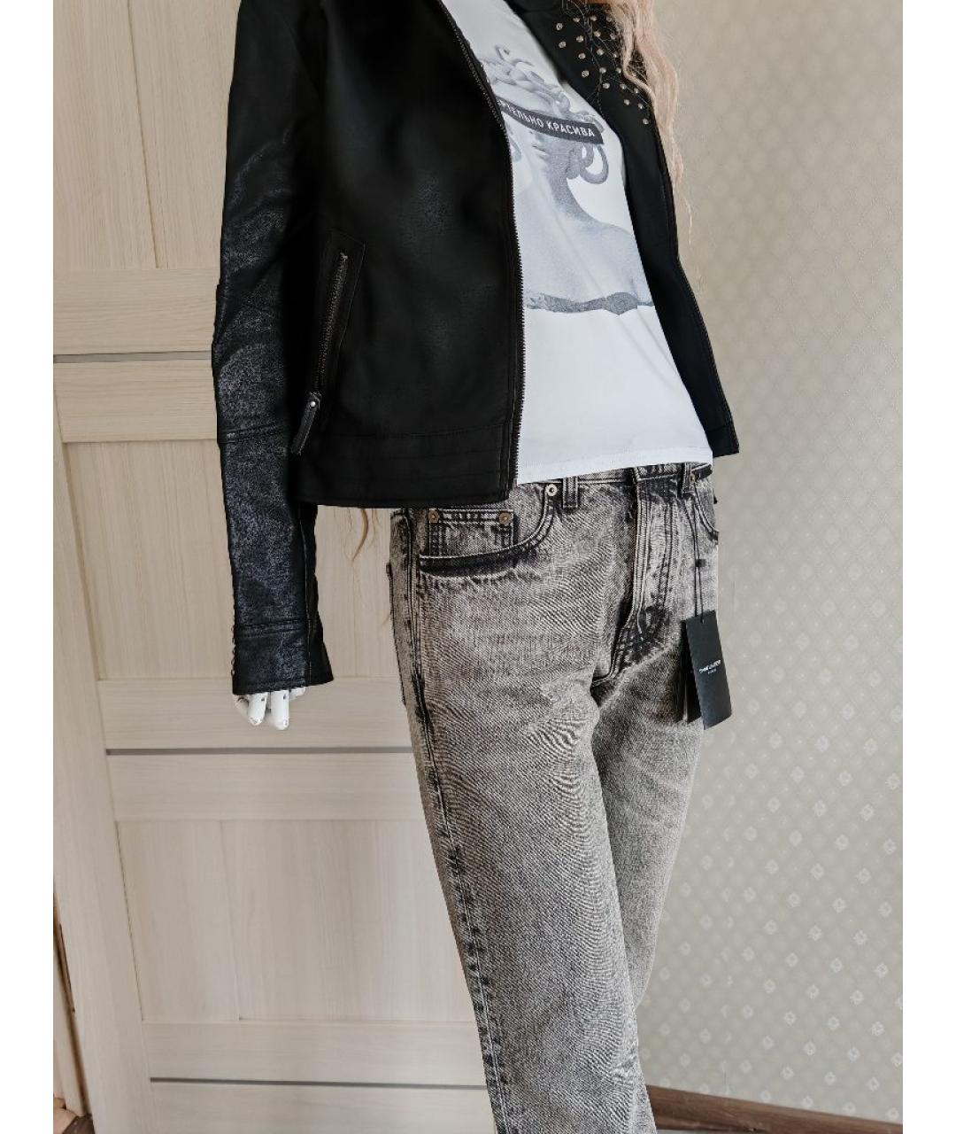 SAINT LAURENT Серые хлопковые прямые джинсы, фото 5
