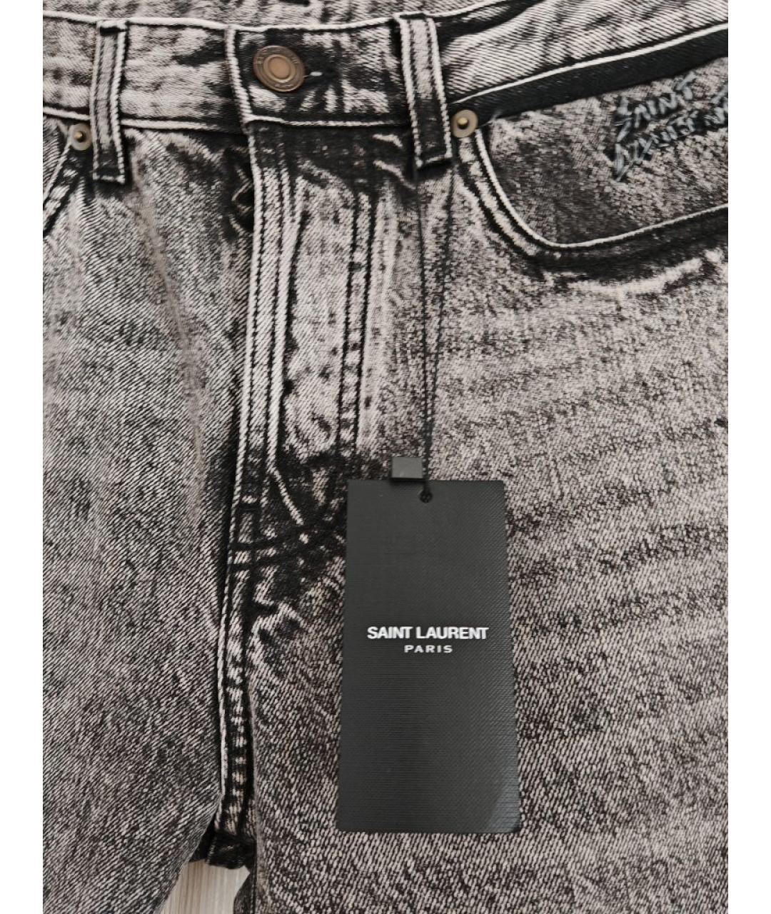 SAINT LAURENT Серые хлопковые прямые джинсы, фото 6