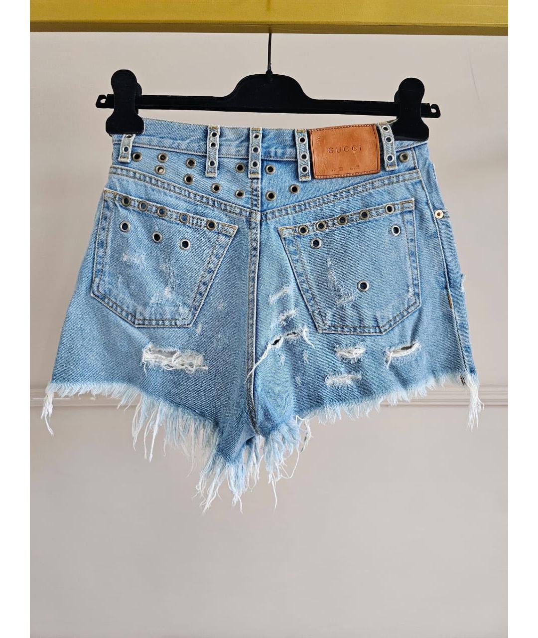 GUCCI Голубые деним шорты, фото 6
