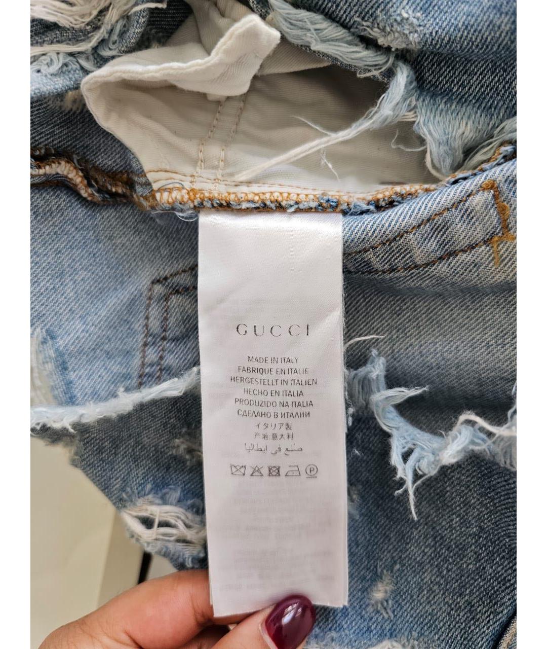 GUCCI Голубые деним шорты, фото 8