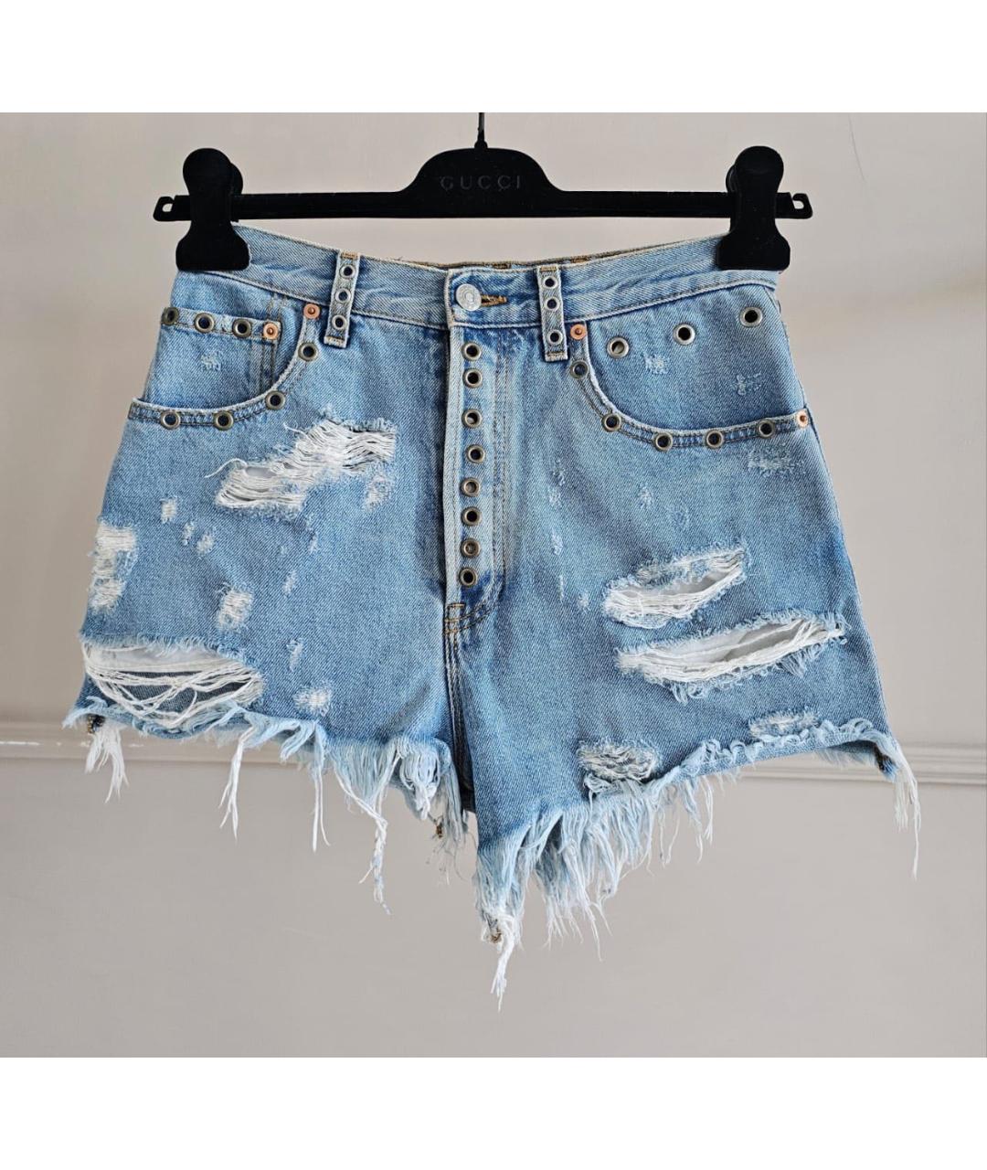 GUCCI Голубые деним шорты, фото 9