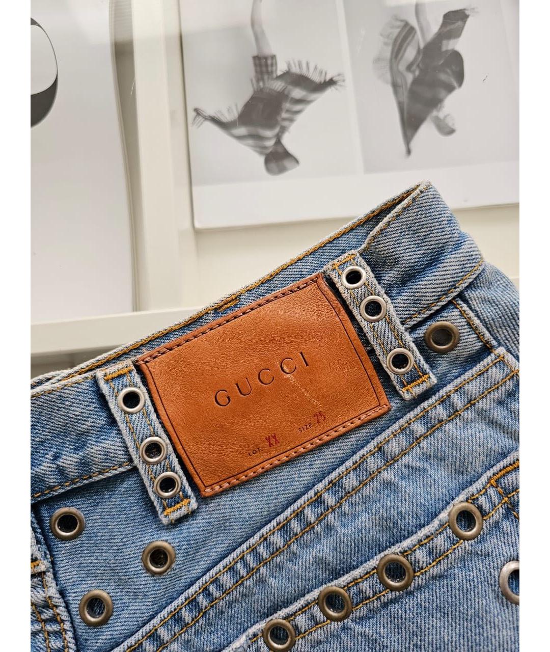 GUCCI Голубые деним шорты, фото 3