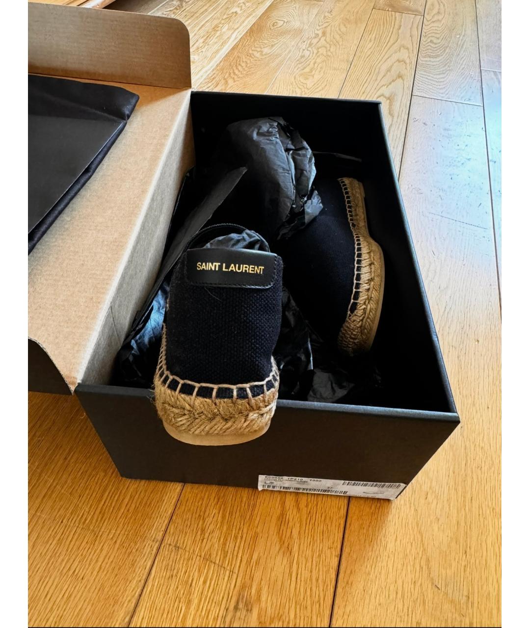 SAINT LAURENT Черные текстильные лоферы, фото 4