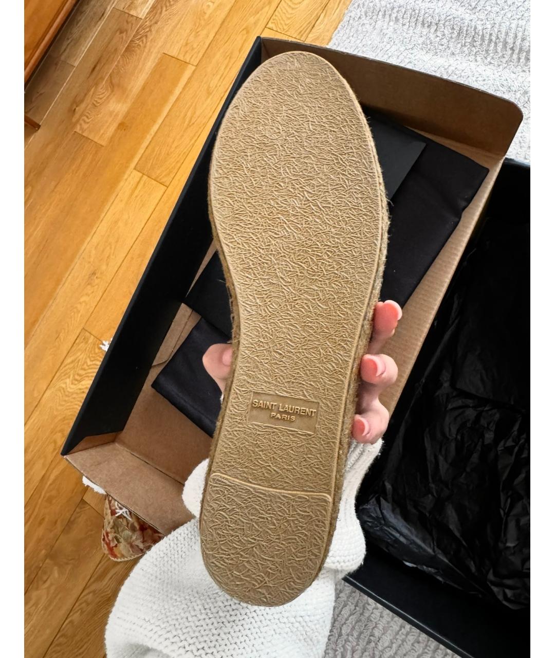 SAINT LAURENT Черные текстильные лоферы, фото 5