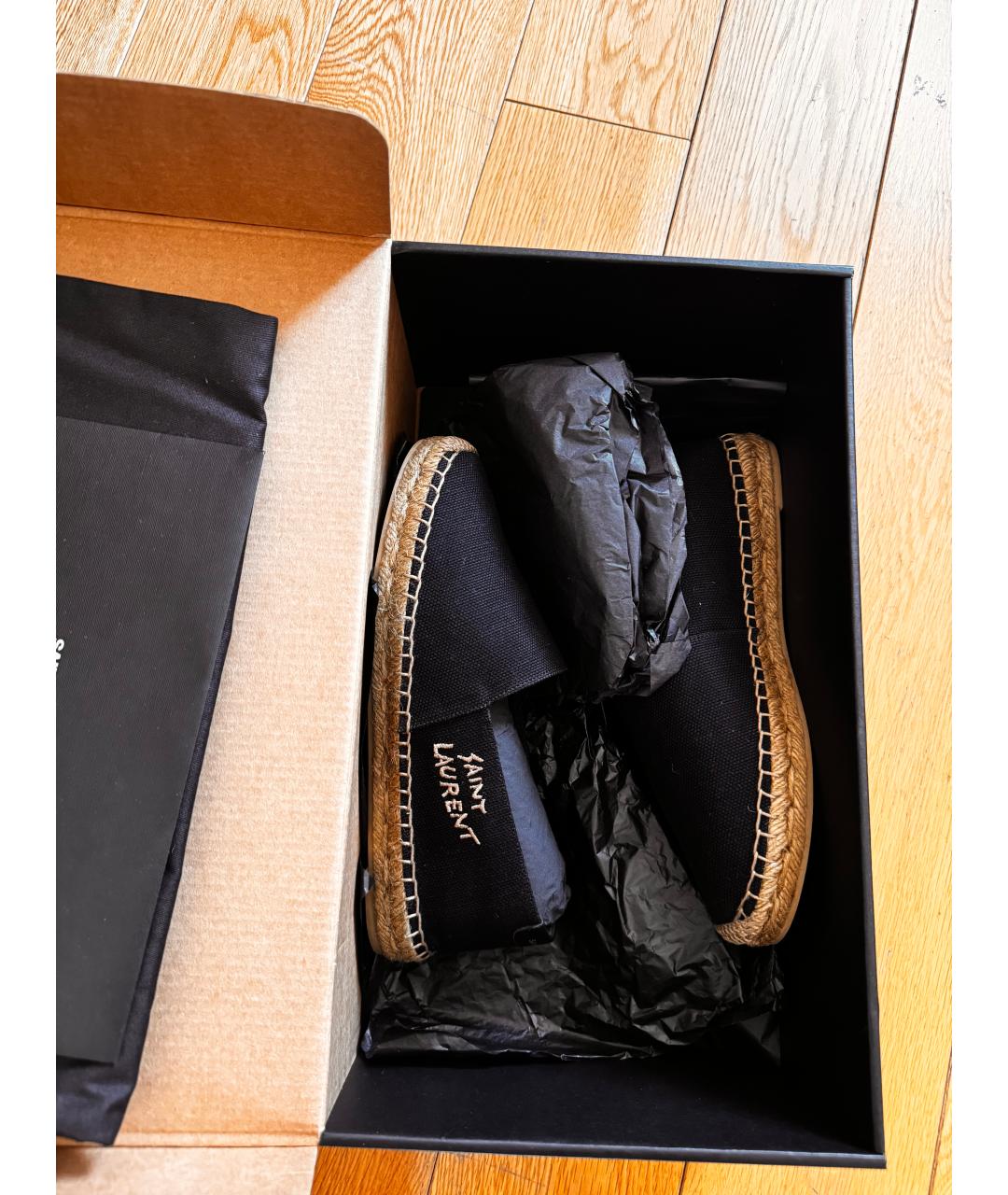 SAINT LAURENT Черные текстильные лоферы, фото 2