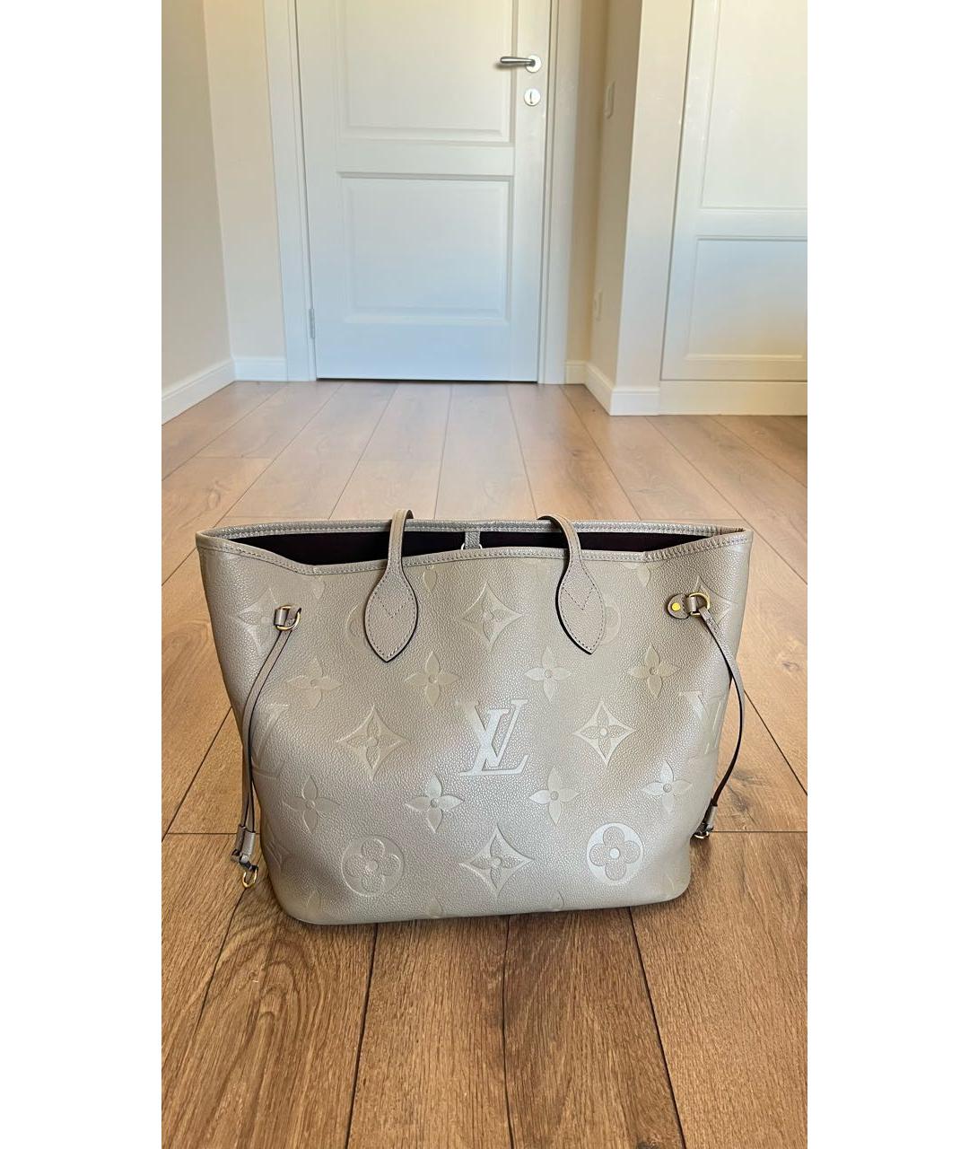 LOUIS VUITTON Бежевая кожаная сумка тоут, фото 7