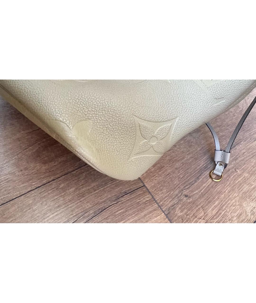 LOUIS VUITTON Бежевая кожаная сумка тоут, фото 4