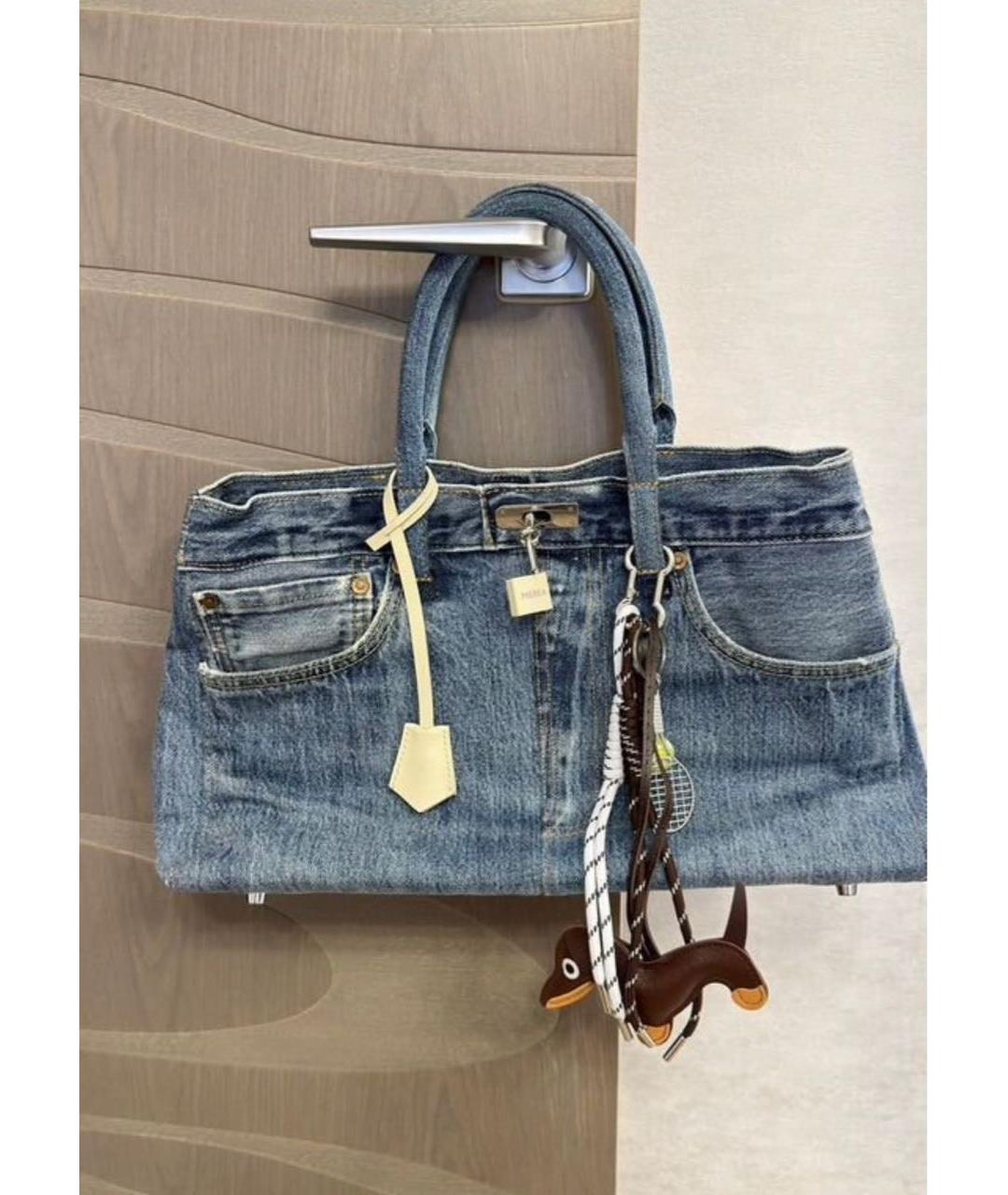 MEDEA Голубая деним сумка с короткими ручками, фото 7