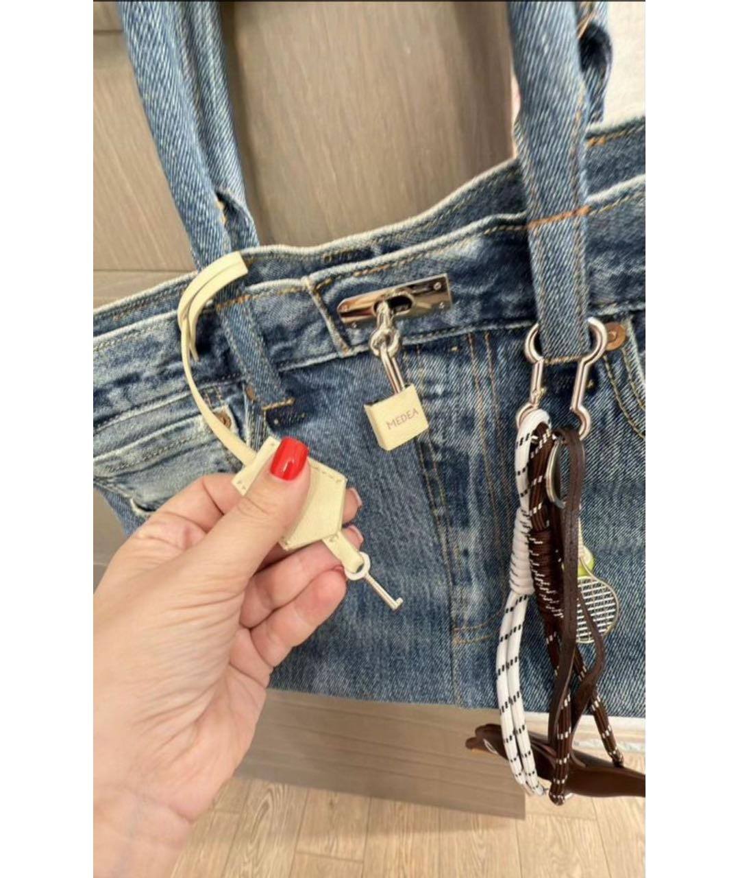 MEDEA Голубая деним сумка с короткими ручками, фото 4