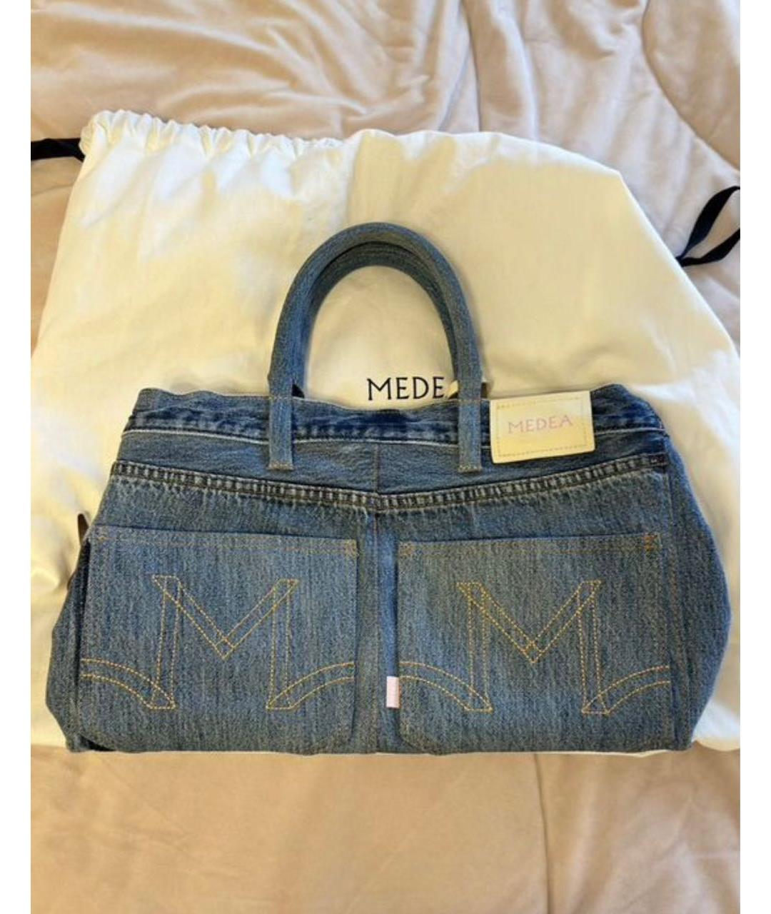 MEDEA Голубая деним сумка с короткими ручками, фото 2
