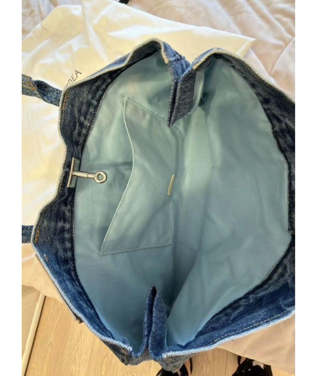 MEDEA Голубая деним сумка с короткими ручками, фото 3