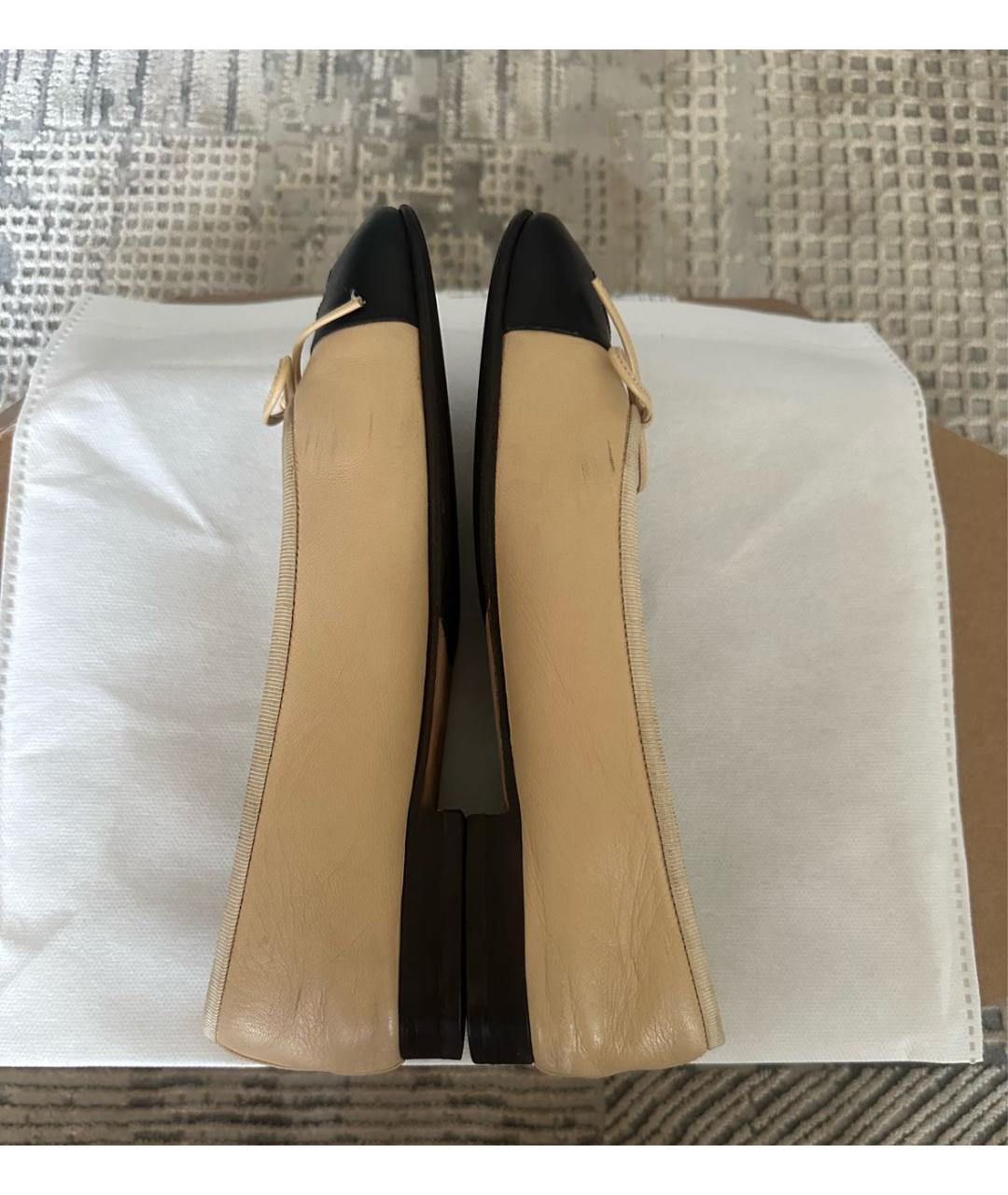 CHANEL Бежевые кожаные балетки, фото 7