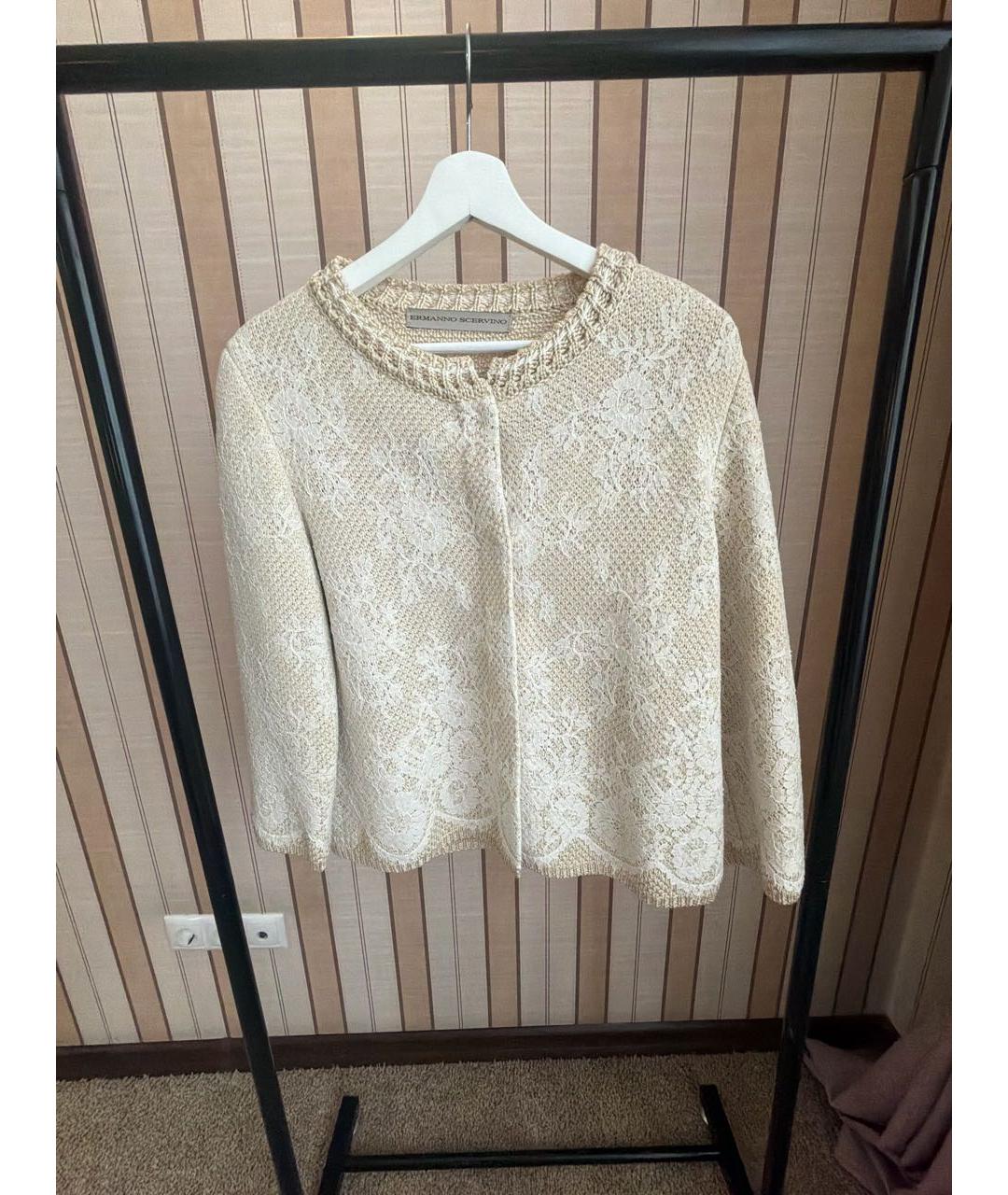 ERMANNO SCERVINO Бежевый вискозный жакет/пиджак, фото 9