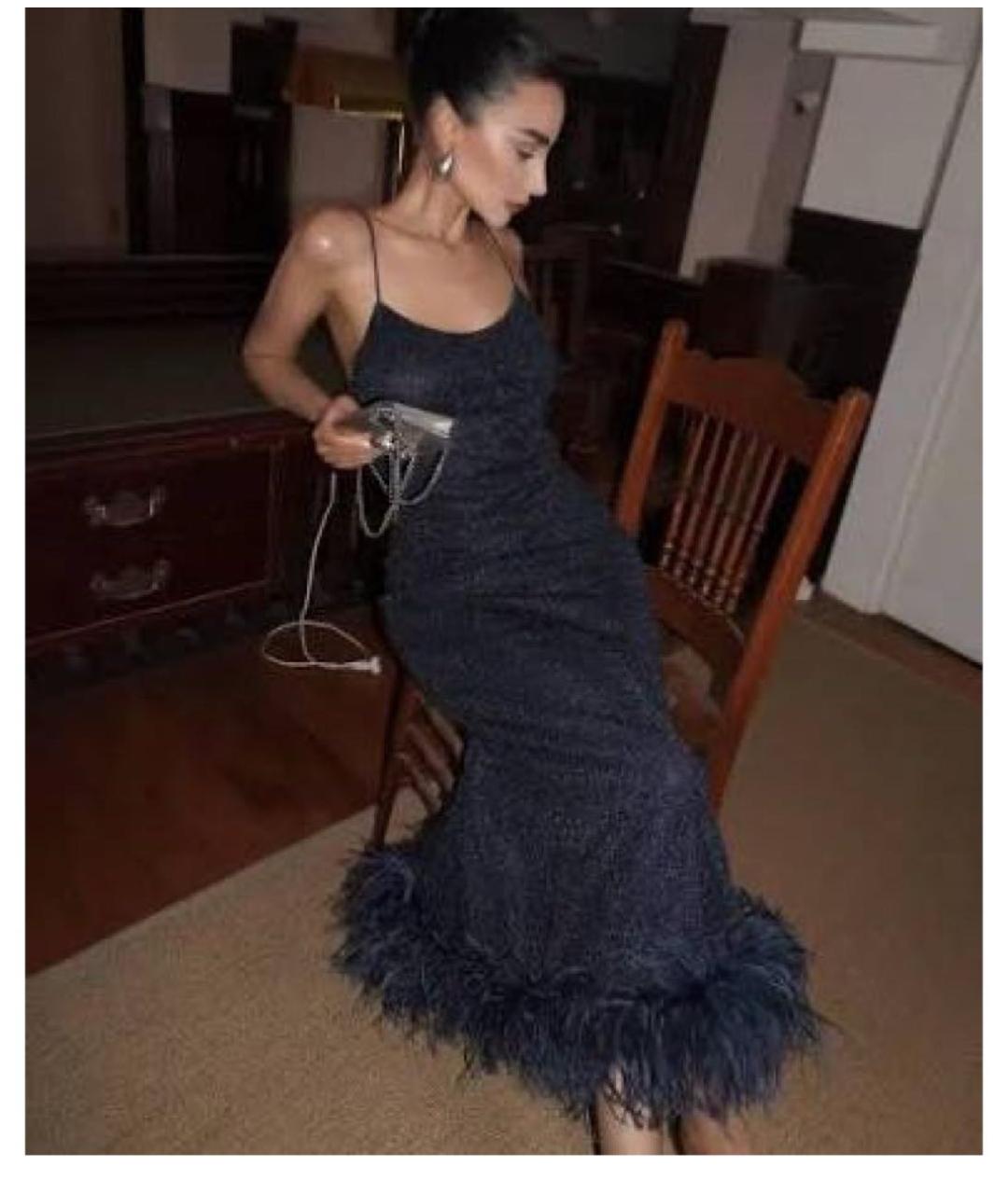 OSEREE Темно-синее полиамидовое коктейльное платье, фото 5