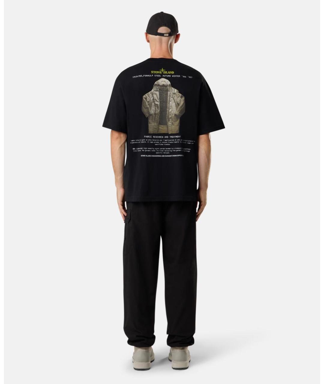 STONE ISLAND Черная хлопковая футболка, фото 6