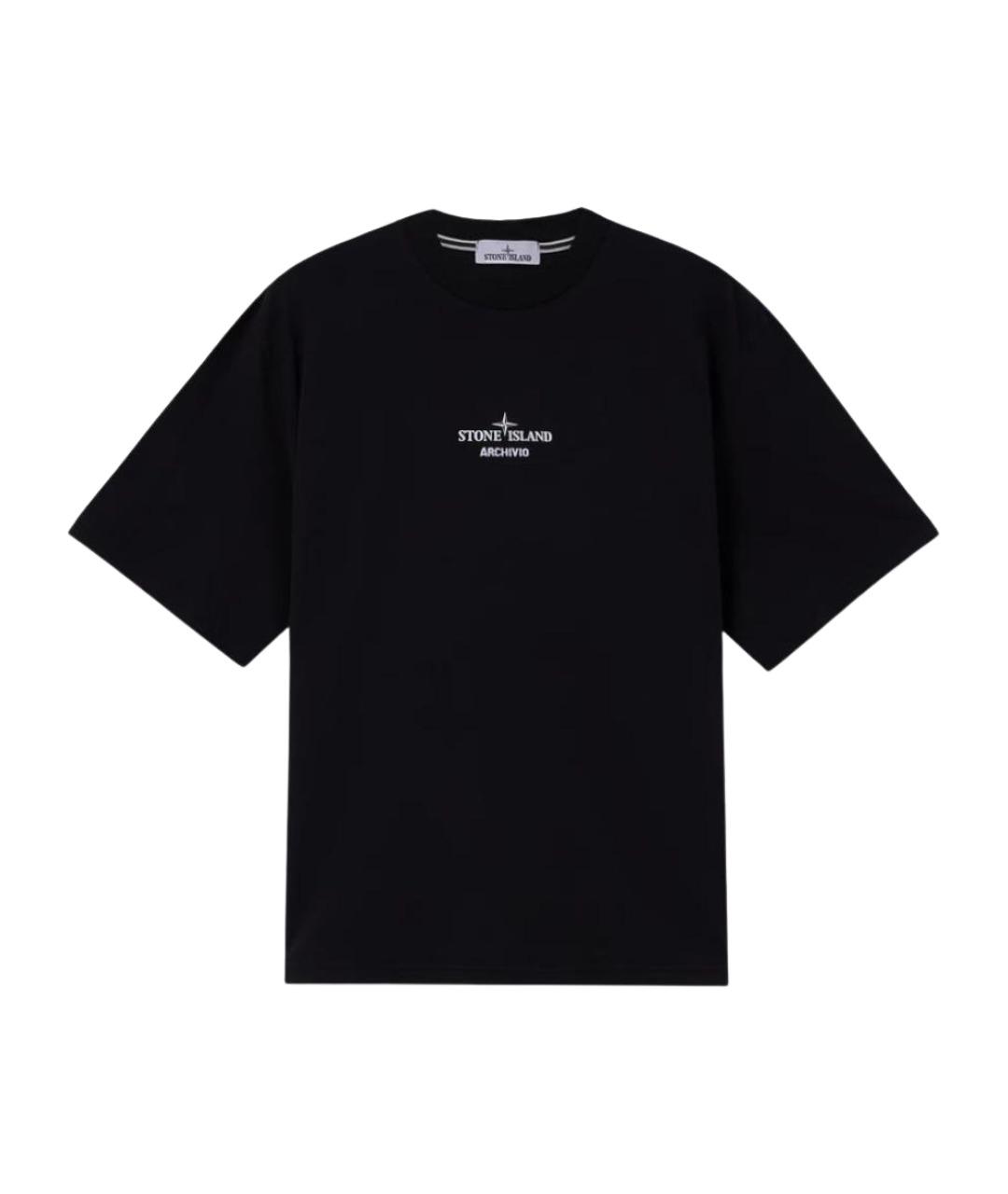 STONE ISLAND Черная хлопковая футболка, фото 1