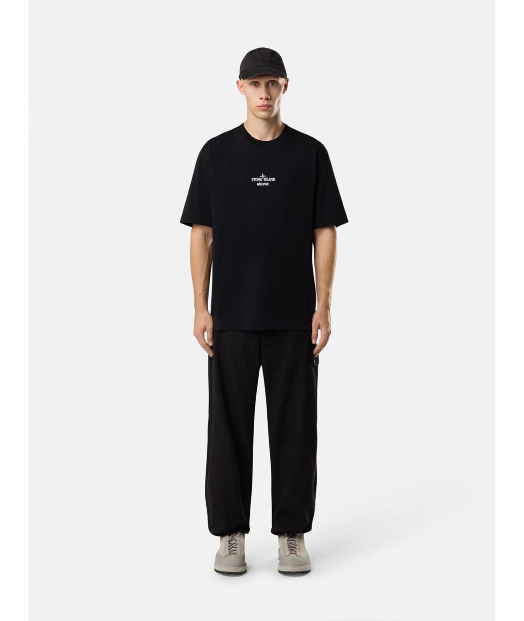 STONE ISLAND Черная хлопковая футболка, фото 5