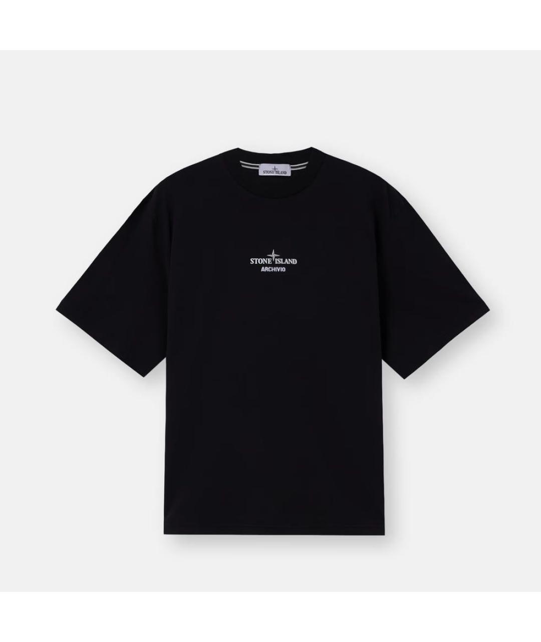 STONE ISLAND Черная хлопковая футболка, фото 7