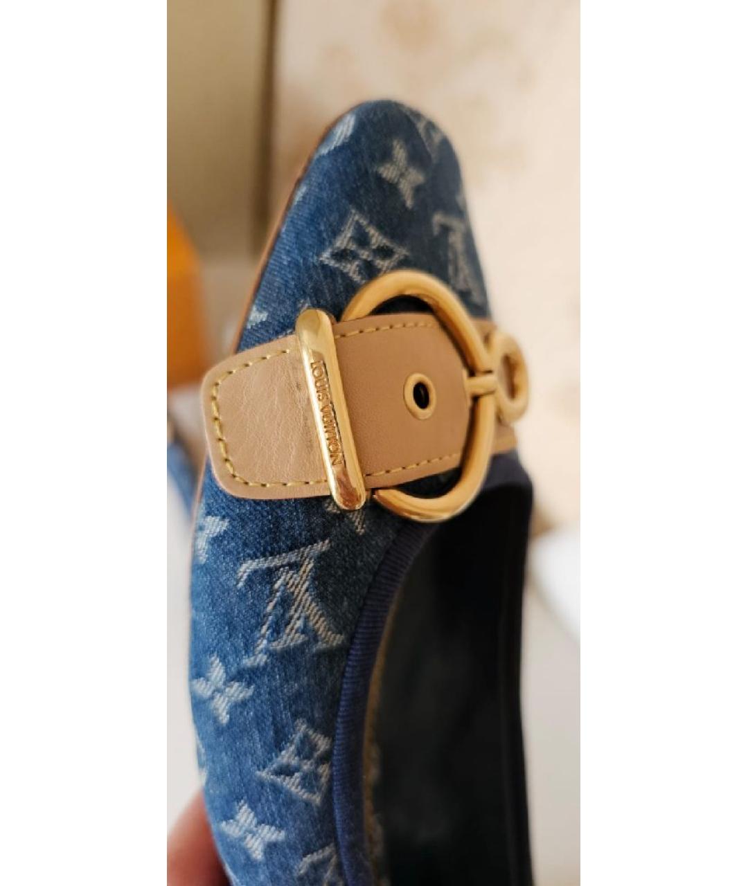 LOUIS VUITTON Синие текстильные балетки, фото 9