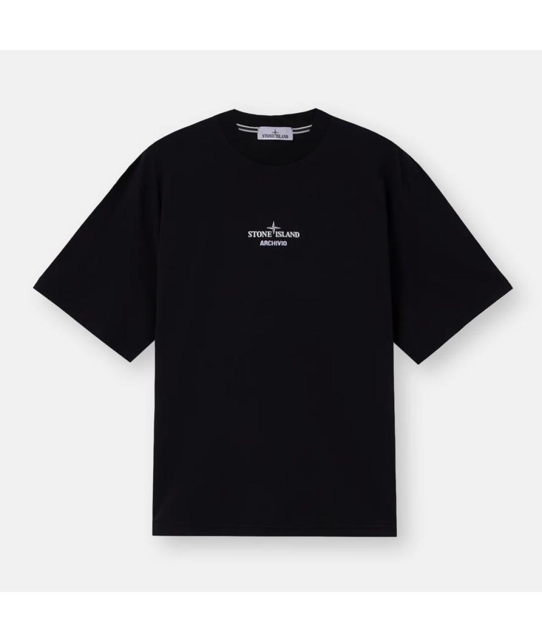 STONE ISLAND Черная хлопковая футболка, фото 7
