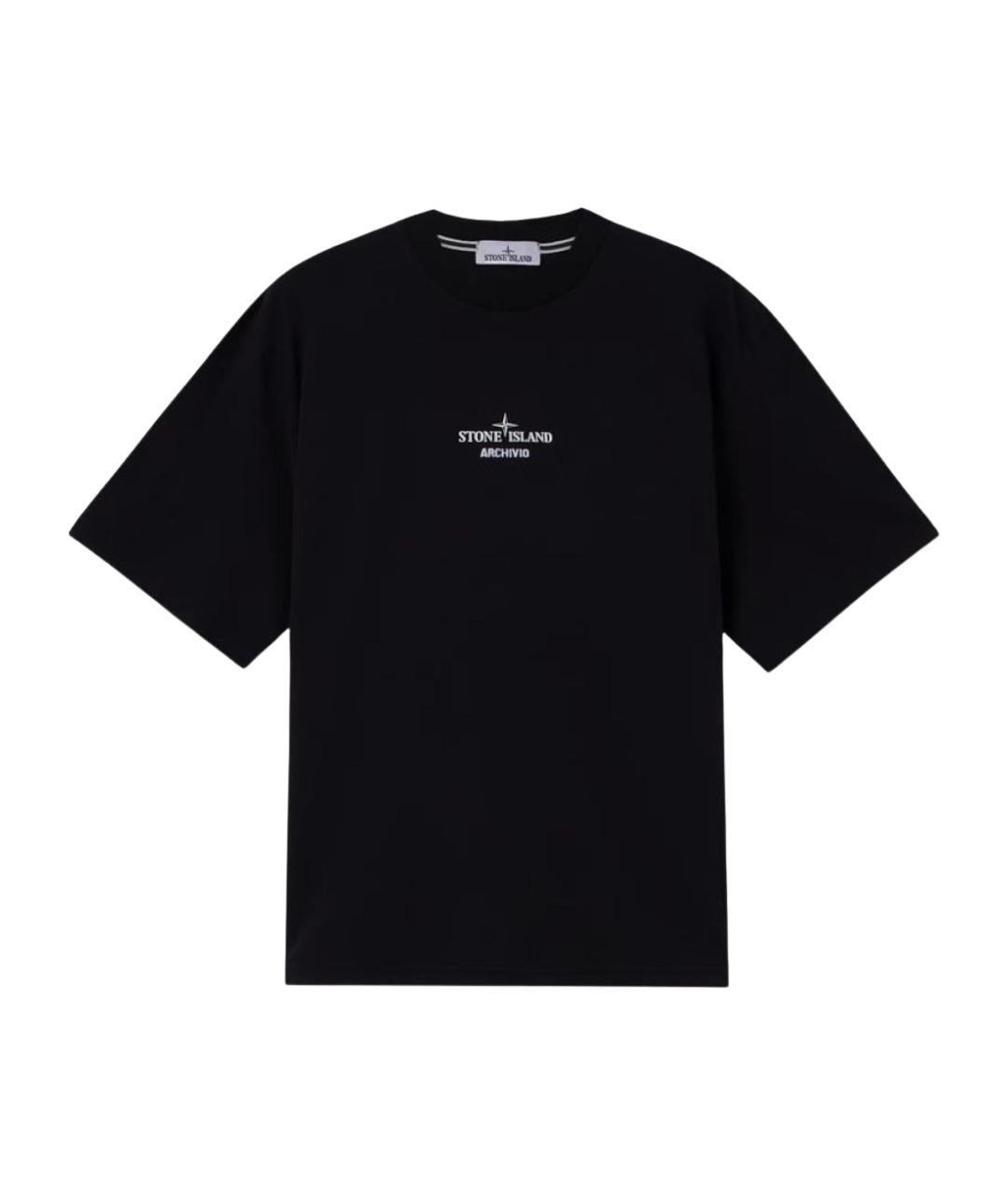 STONE ISLAND Черная хлопковая футболка, фото 1