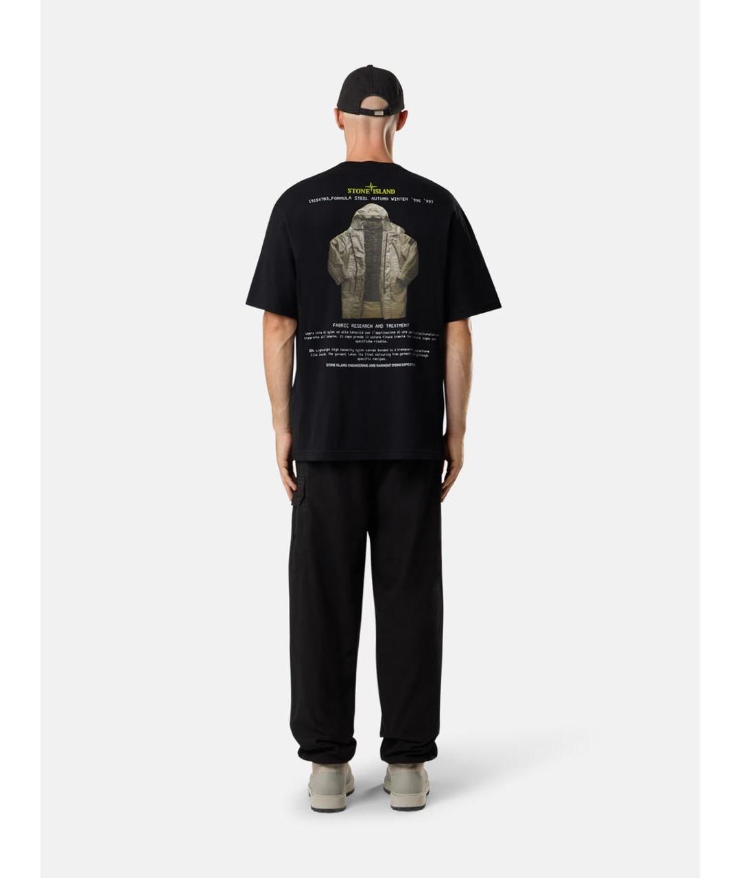 STONE ISLAND Черная хлопковая футболка, фото 6