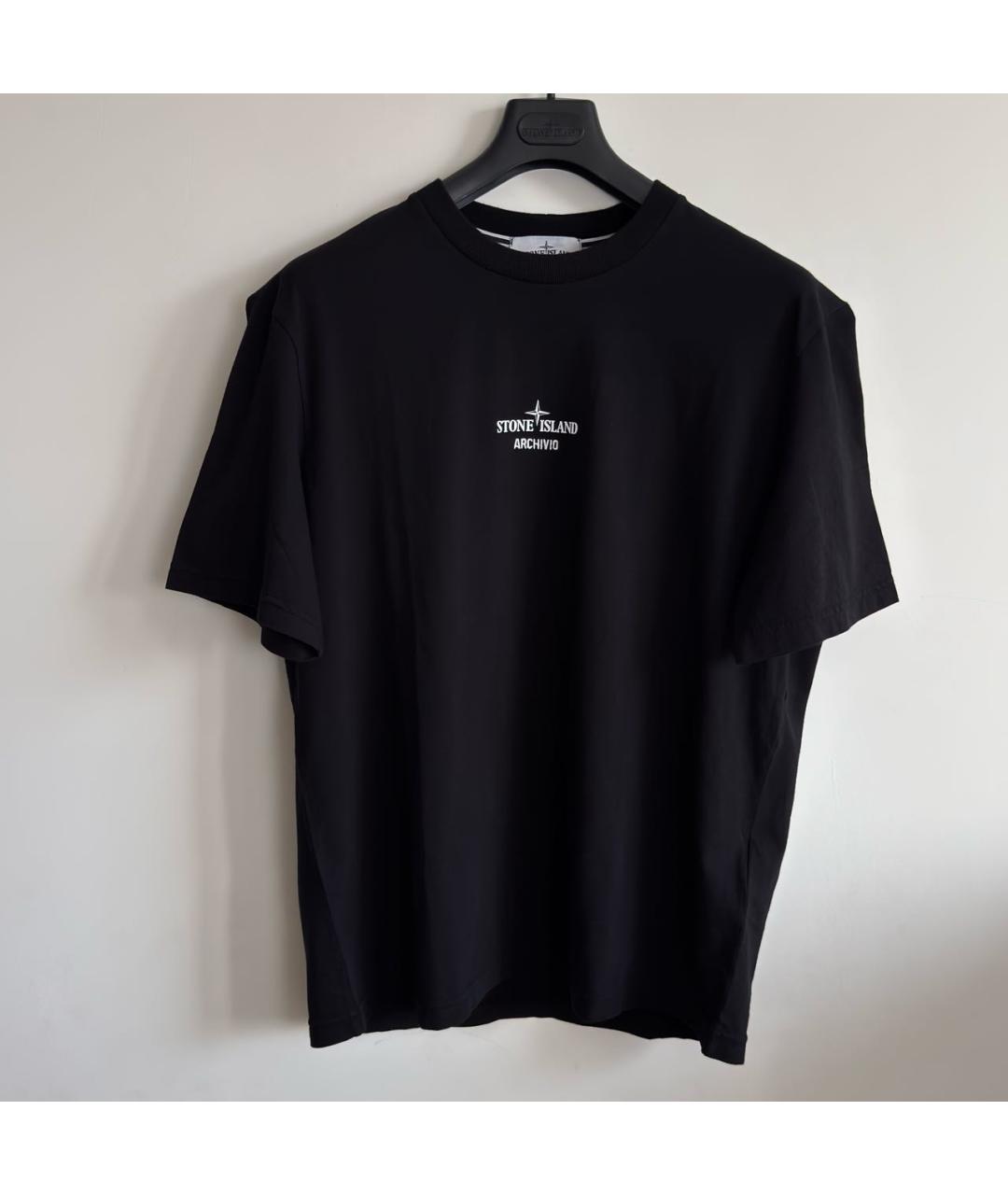 STONE ISLAND Черная хлопковая футболка, фото 2