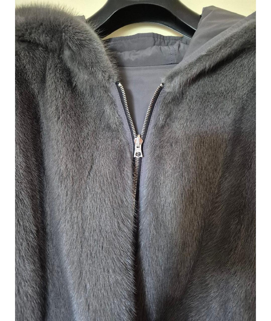 YVES SALOMON Серая меховая шуба, фото 3