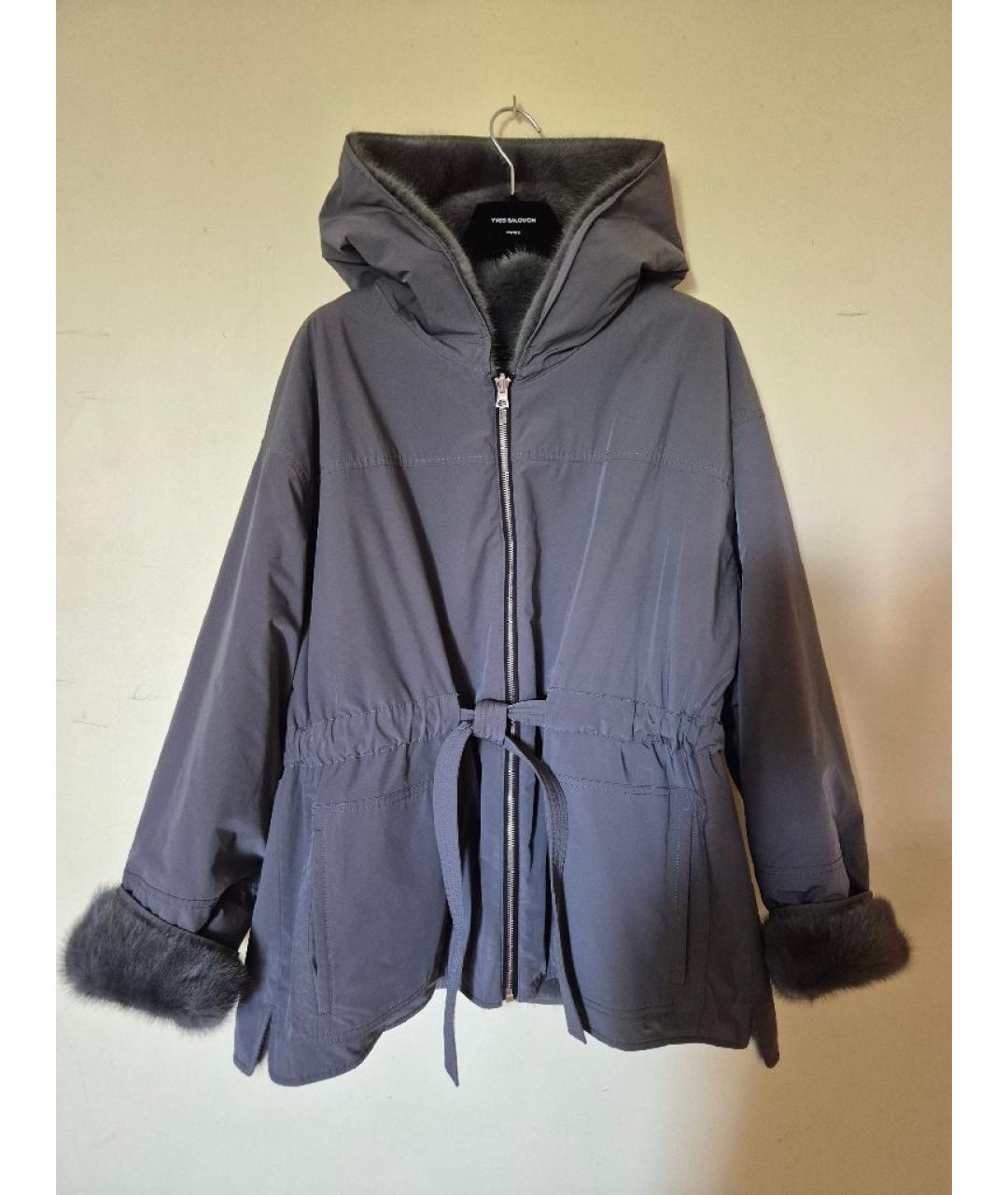 YVES SALOMON Серая меховая шуба, фото 5