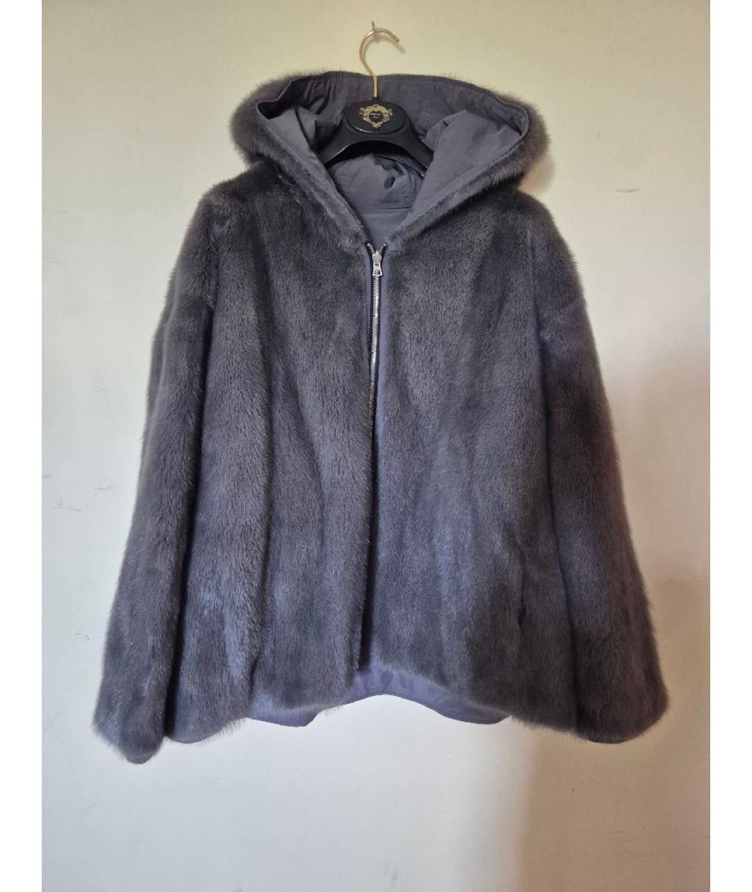 YVES SALOMON Серая меховая шуба, фото 8