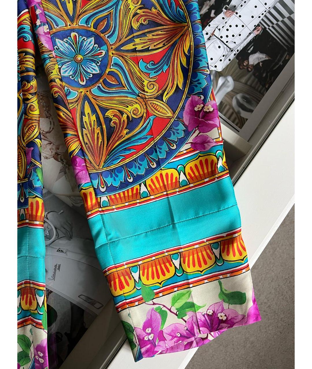 DOLCE&GABBANA Мульти шелковые брюки узкие, фото 5