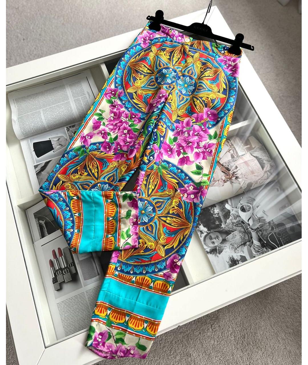 DOLCE&GABBANA Мульти шелковые брюки узкие, фото 2