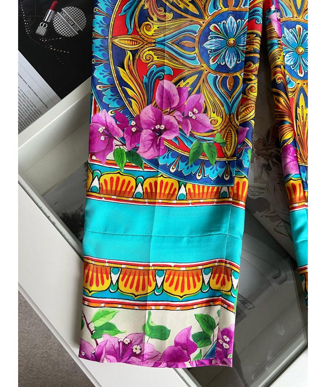 DOLCE&GABBANA Мульти шелковые брюки узкие, фото 7