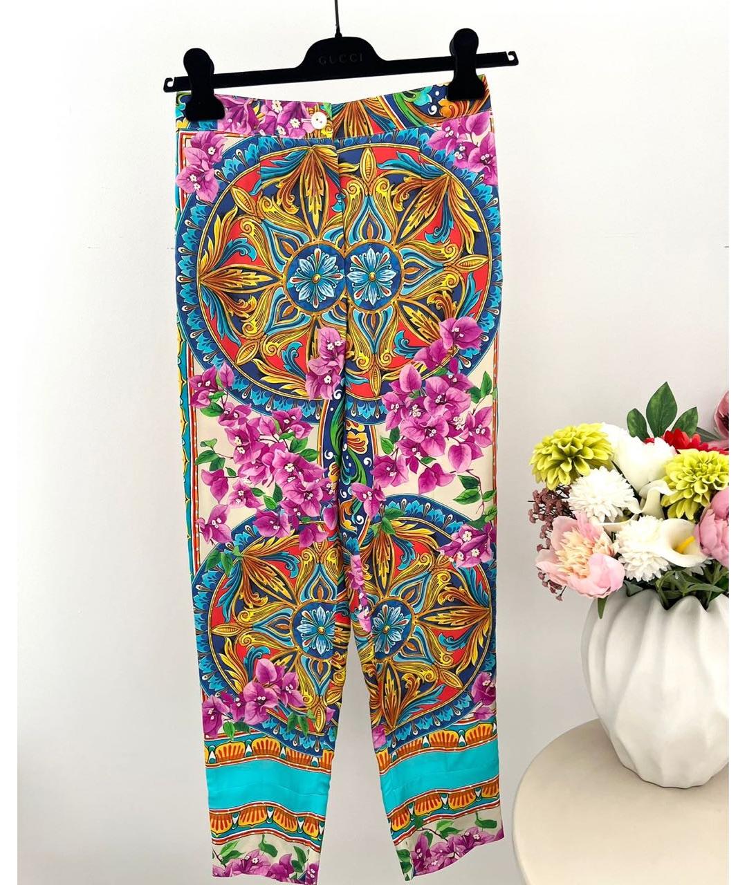 DOLCE&GABBANA Мульти шелковые брюки узкие, фото 9