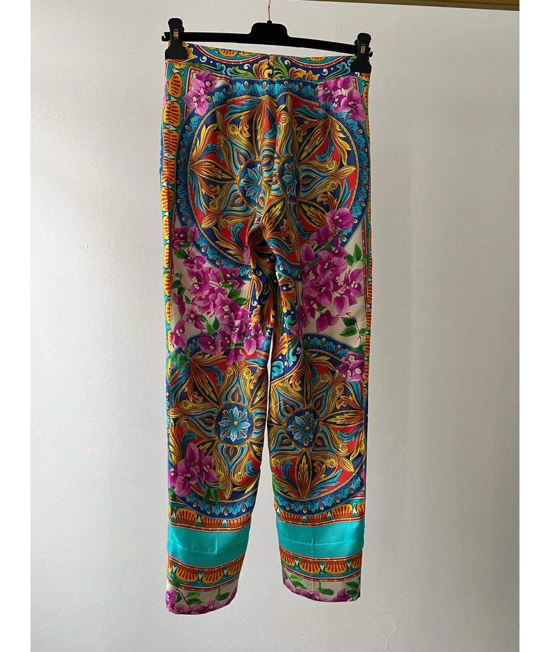 DOLCE&GABBANA Мульти шелковые брюки узкие, фото 3