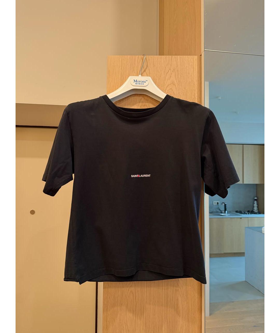 SAINT LAURENT Черная хлопковая футболка, фото 5