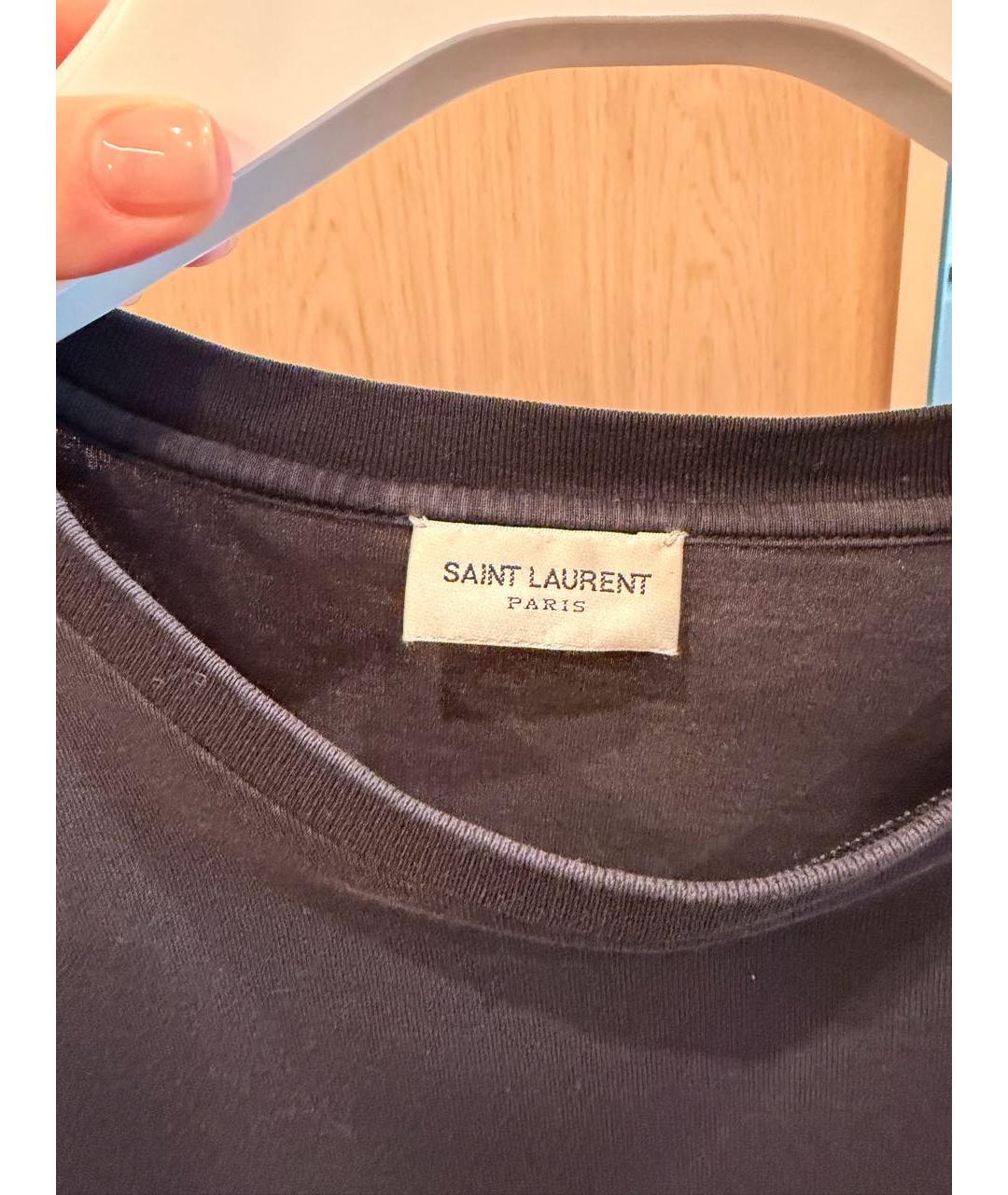 SAINT LAURENT Черная хлопковая футболка, фото 3