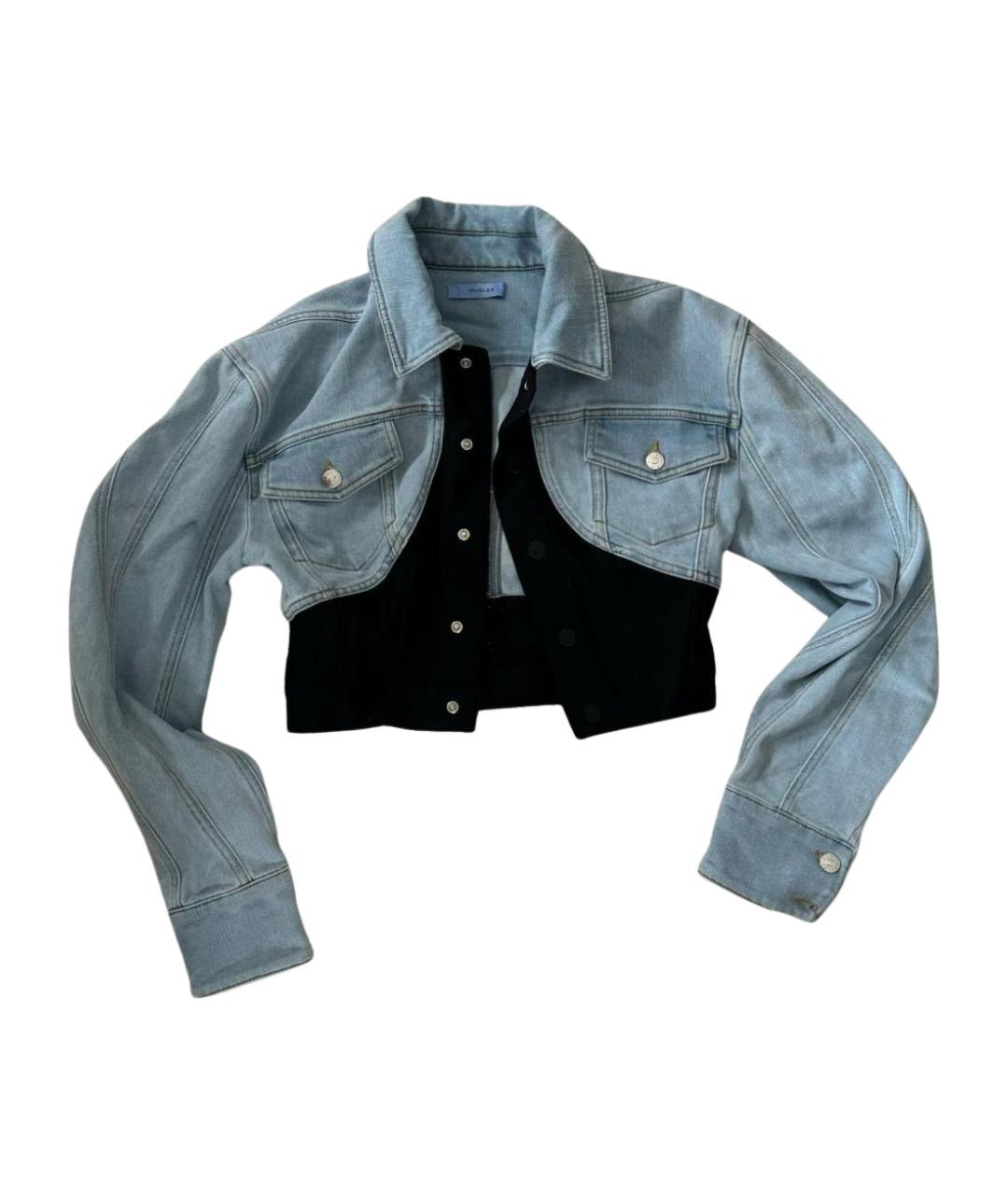 MUGLER Голубой деним жакет/пиджак, фото 1
