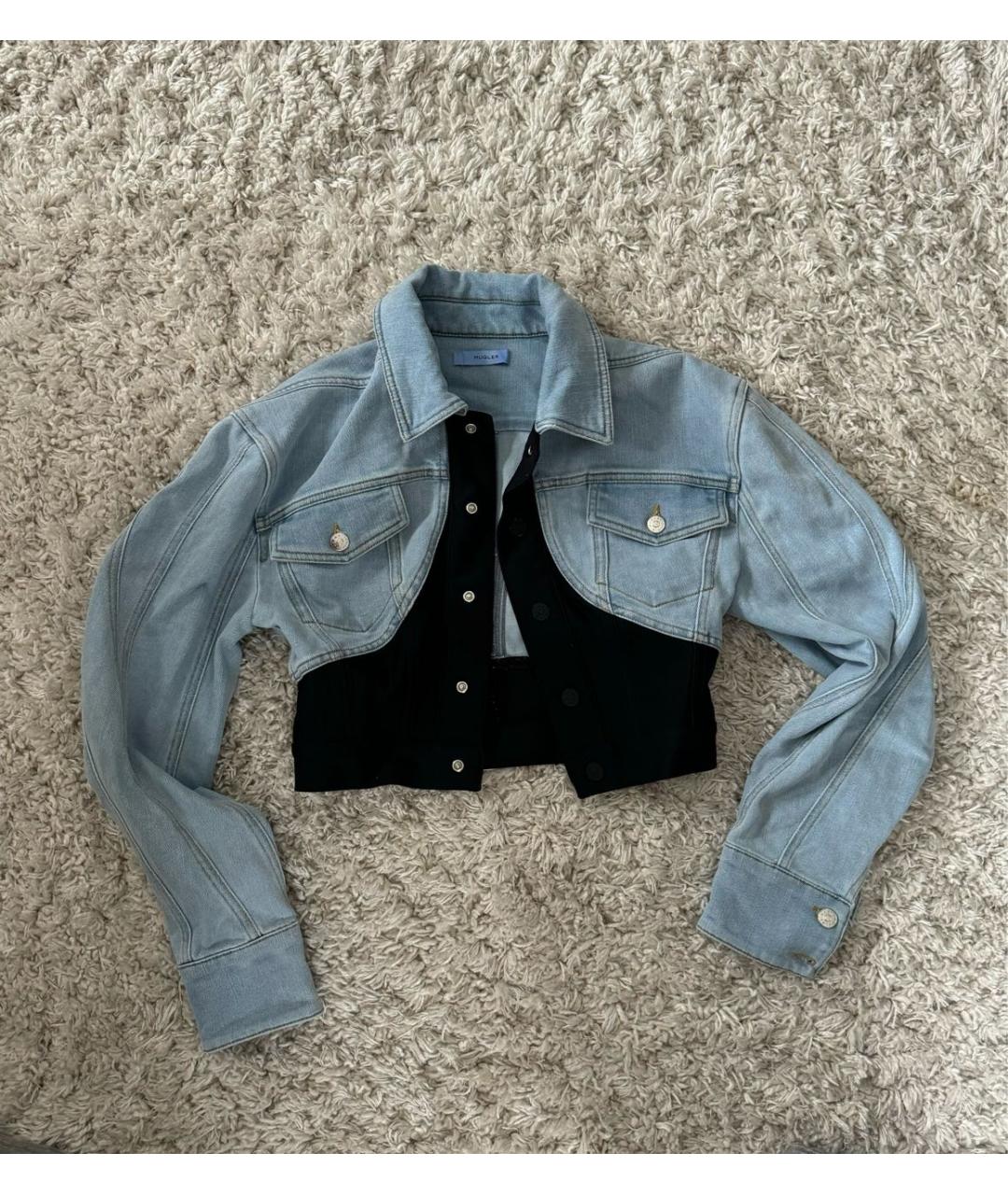 MUGLER Голубой деним жакет/пиджак, фото 5