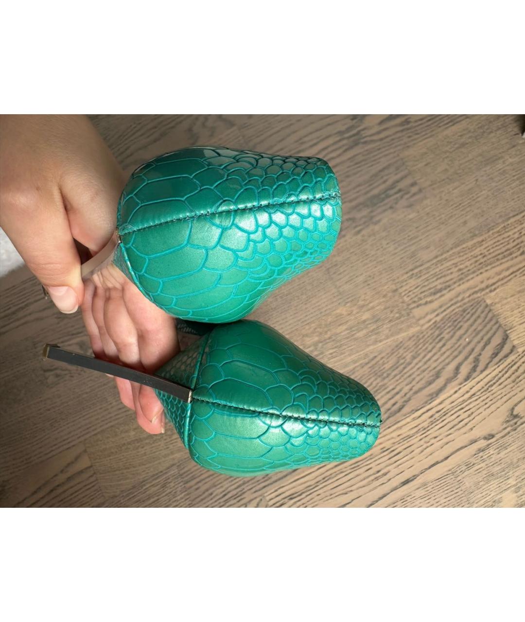 CASADEI Бирюзовые кожаные туфли, фото 4