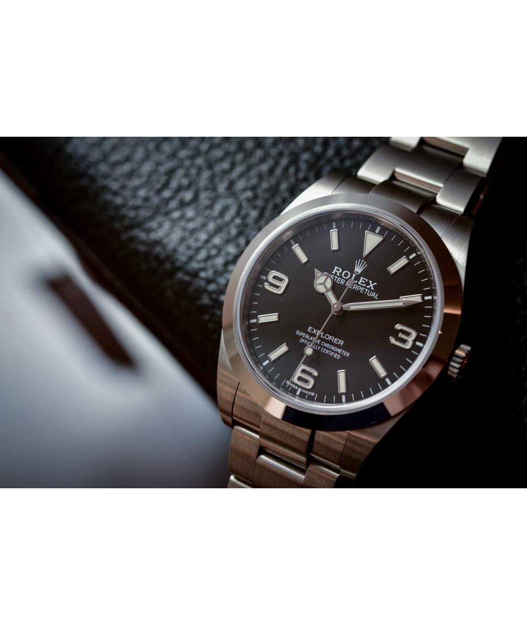 ROLEX Черные металлические часы, фото 4